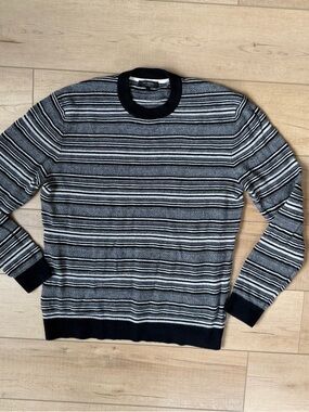 Ted Baker London Cashmere Wool Blend Black/White Crewneck Sweater Men's Size 4 L